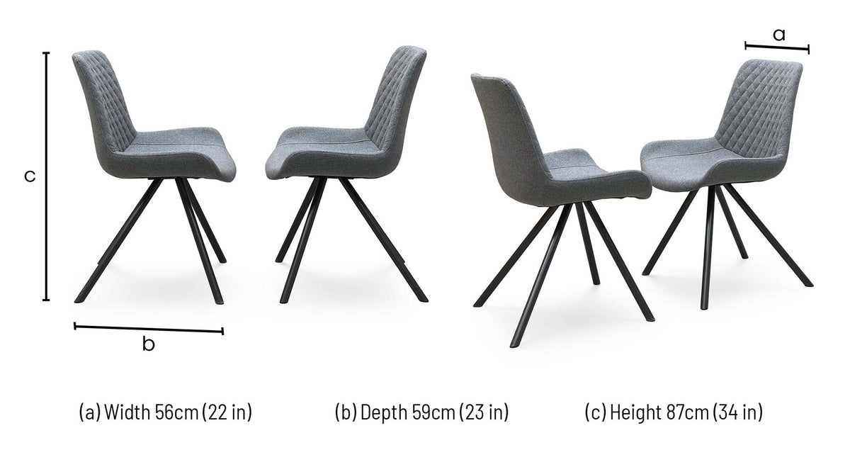 ‘Rocket’ Grey Fabric Pair of Dining Chairs