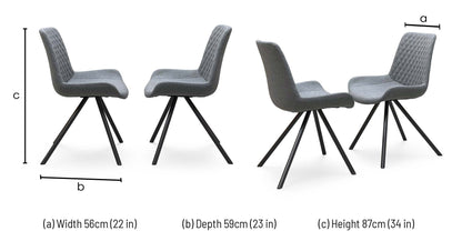 ‘Rocket’ Grey Fabric Pair of Dining Chairs
