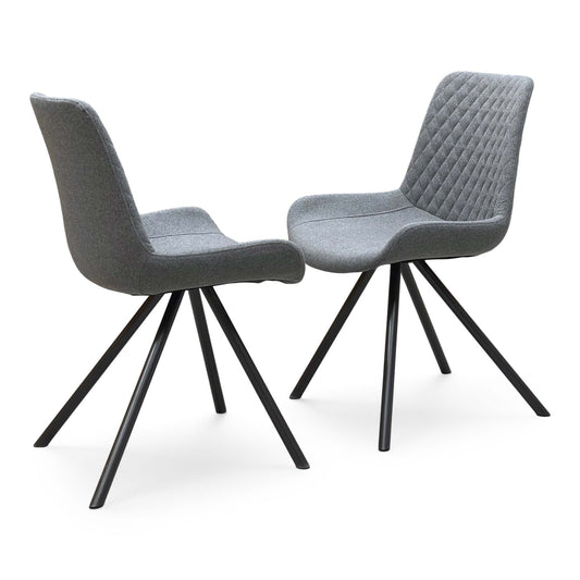 ‘Rocket’ Grey Fabric Pair of Dining Chairs