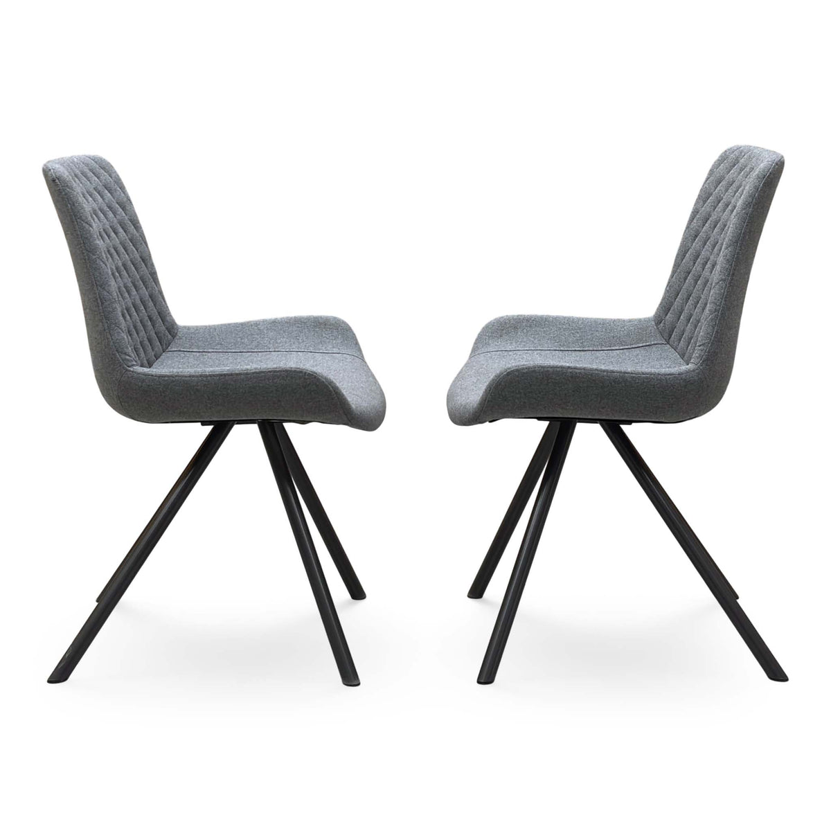 ‘Rocket’ Grey Fabric Pair of Dining Chairs