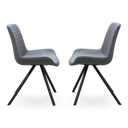 ‘Rocket’ Grey Fabric Pair of Dining Chairs