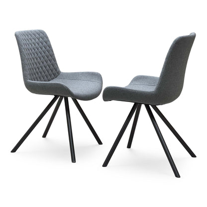 ‘Rocket’ Grey Fabric Pair of Dining Chairs