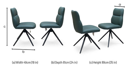 ‘Quattro' Green Faux Leather Pair of Swivel Dining Chairs