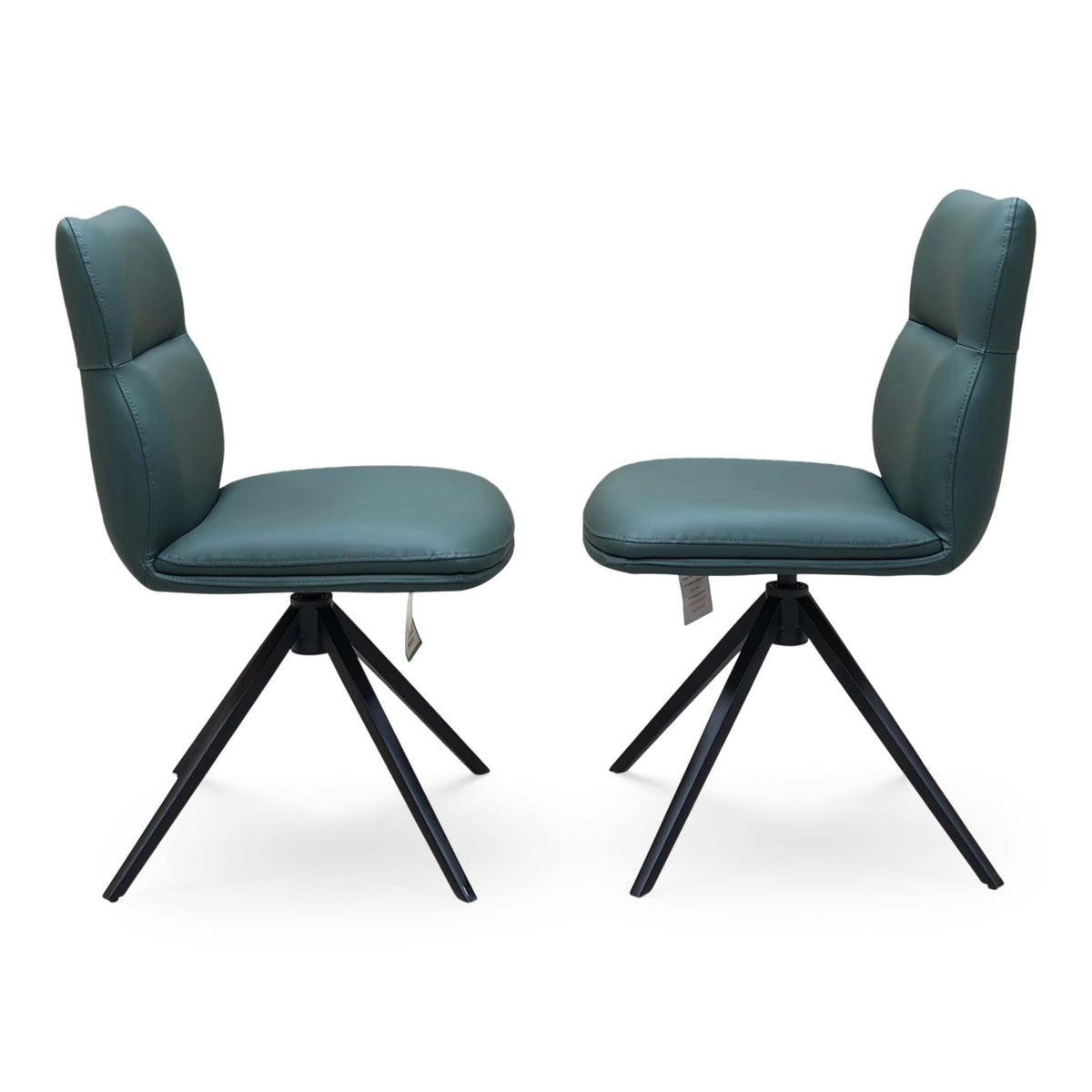 ‘Quattro' Green Faux Leather Pair of Swivel Dining Chairs