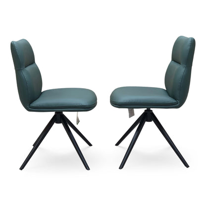 ‘Quattro' Green Faux Leather Pair of Swivel Dining Chairs