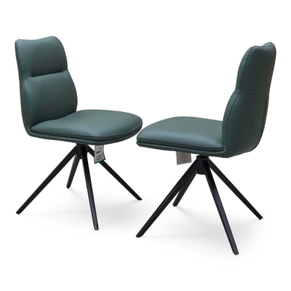‘Quattro' Green Faux Leather Pair of Swivel Dining Chairs