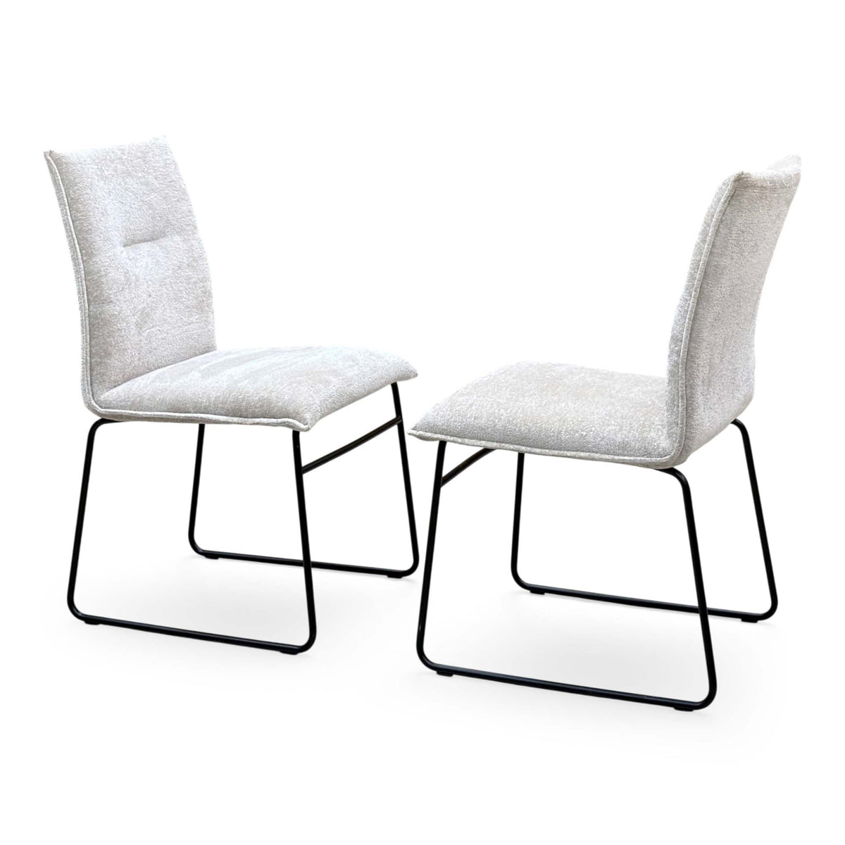Connubia ‘Maya’ Syt-Enil Sand Beige Fabric Pair of Black Leg Dining Chairs