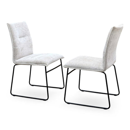 Connubia ‘Maya’ Syt-Enil Sand Beige Fabric Pair of Black Leg Dining Chairs