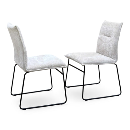 Connubia ‘Maya’ Syt-Enil Sand Beige Fabric Pair of Black Leg Dining Chairs