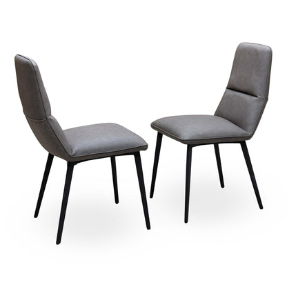 'Odin' Grey Faux Leather Pair of Dining Chairs