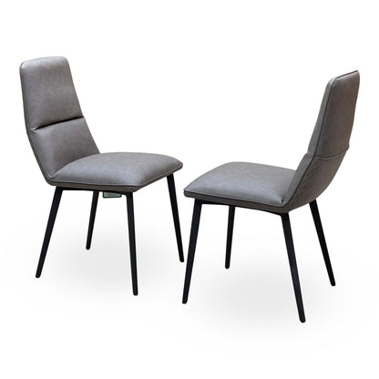 'Odin' Grey Faux Leather Pair of Dining Chairs