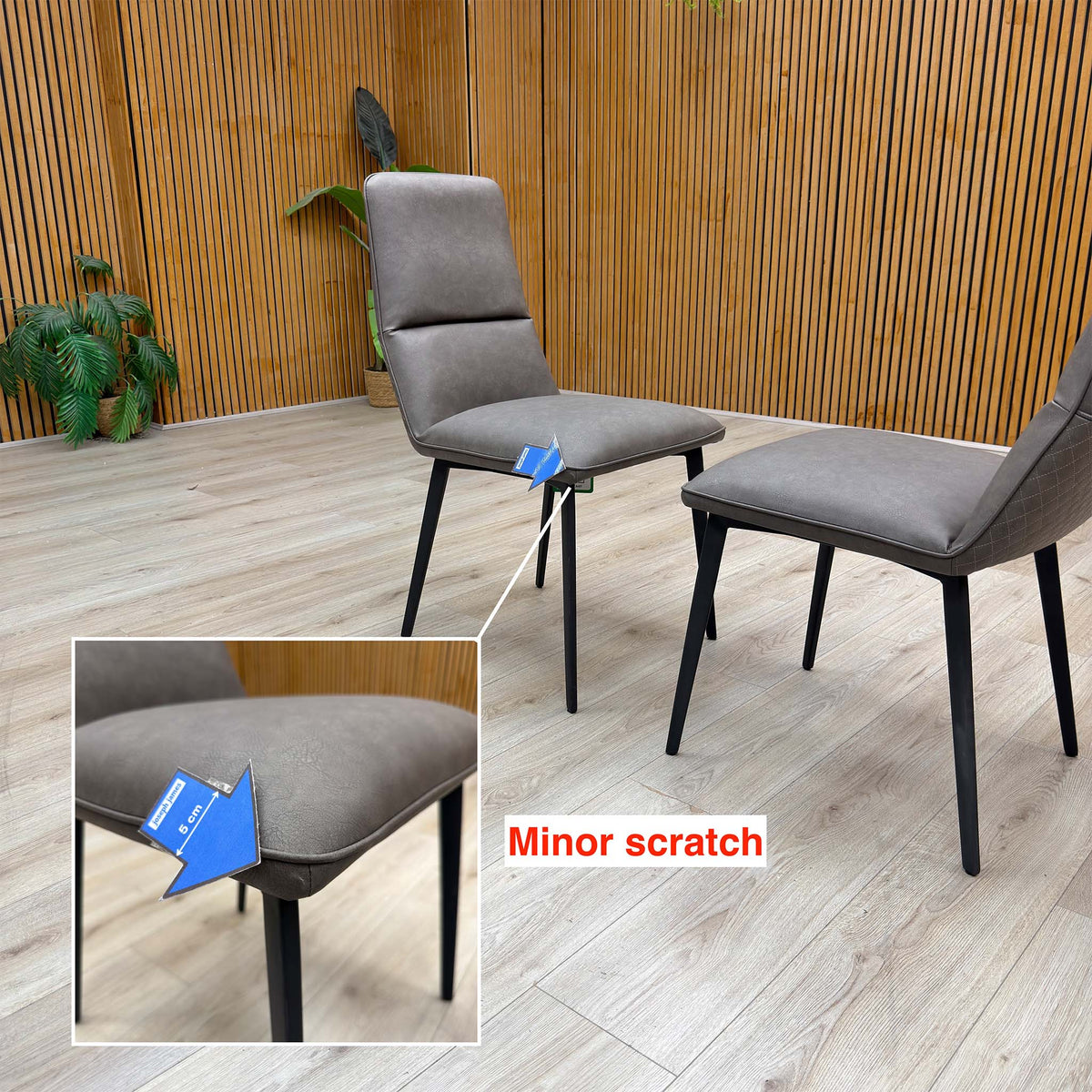 'Odin' Grey Faux Leather Pair of Dining Chairs