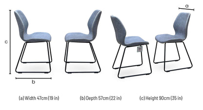 'Matteo' Light Grey Faux Leather Pair of Ski Leg Dining Chairs
