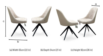 'Jose' Cream Fabric Pair of Swivel Dining Chairs