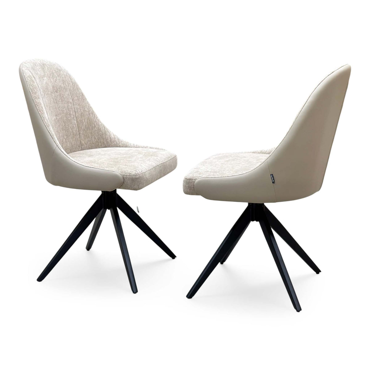 'Jose' Cream Fabric Pair of Swivel Dining Chairs