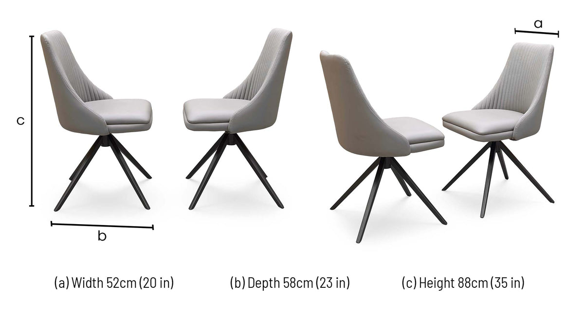'Ivy' Taupe Faux Leather Pair of Swivel Dining Chairs
