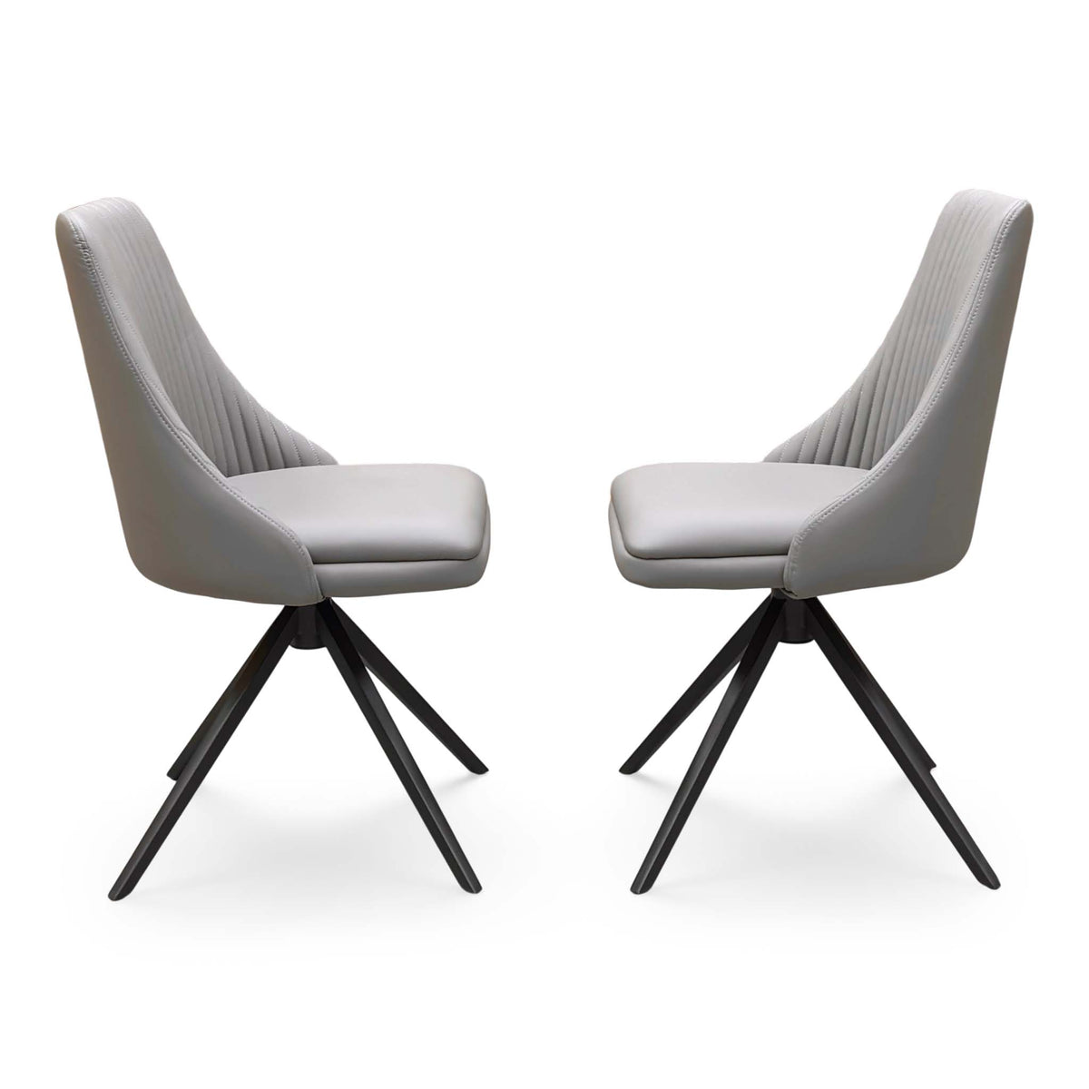 'Ivy' Taupe Faux Leather Pair of Swivel Dining Chairs