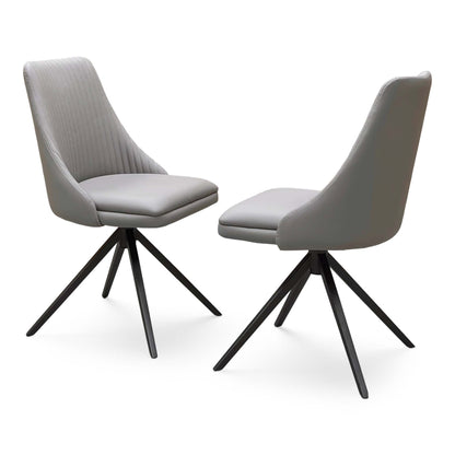 'Ivy' Taupe Faux Leather Pair of Swivel Dining Chairs