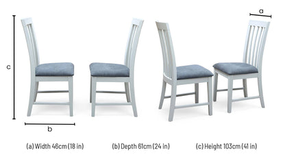 Furnitureland ‘Hamilton’ Dark Grey Fabric Upholstery Soft Grey Painted Finish Pair of Dining Chairs
