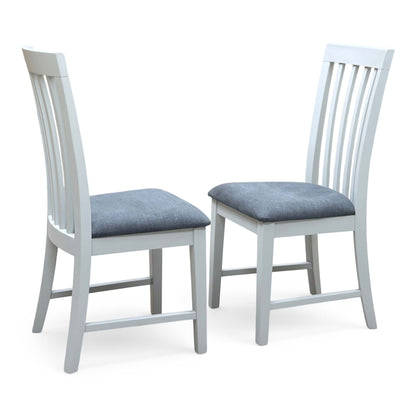Furnitureland ‘Hamilton’ Dark Grey Fabric Upholstery Soft Grey Painted Finish Pair of Dining Chairs