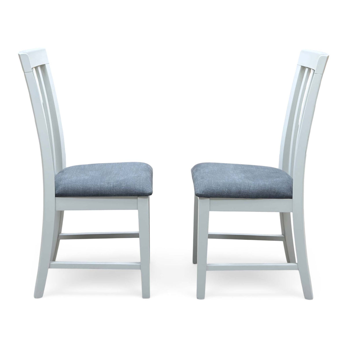 Furnitureland ‘Hamilton’ Dark Grey Fabric Upholstery Soft Grey Painted Finish Pair of Dining Chairs