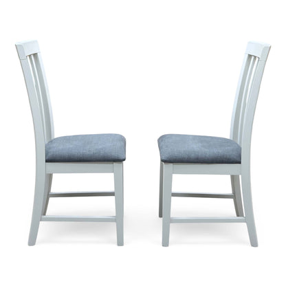 Furnitureland ‘Hamilton’ Dark Grey Fabric Upholstery Soft Grey Painted Finish Pair of Dining Chairs