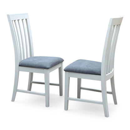 Furnitureland ‘Hamilton’ Dark Grey Fabric Upholstery Soft Grey Painted Finish Pair of Dining Chairs