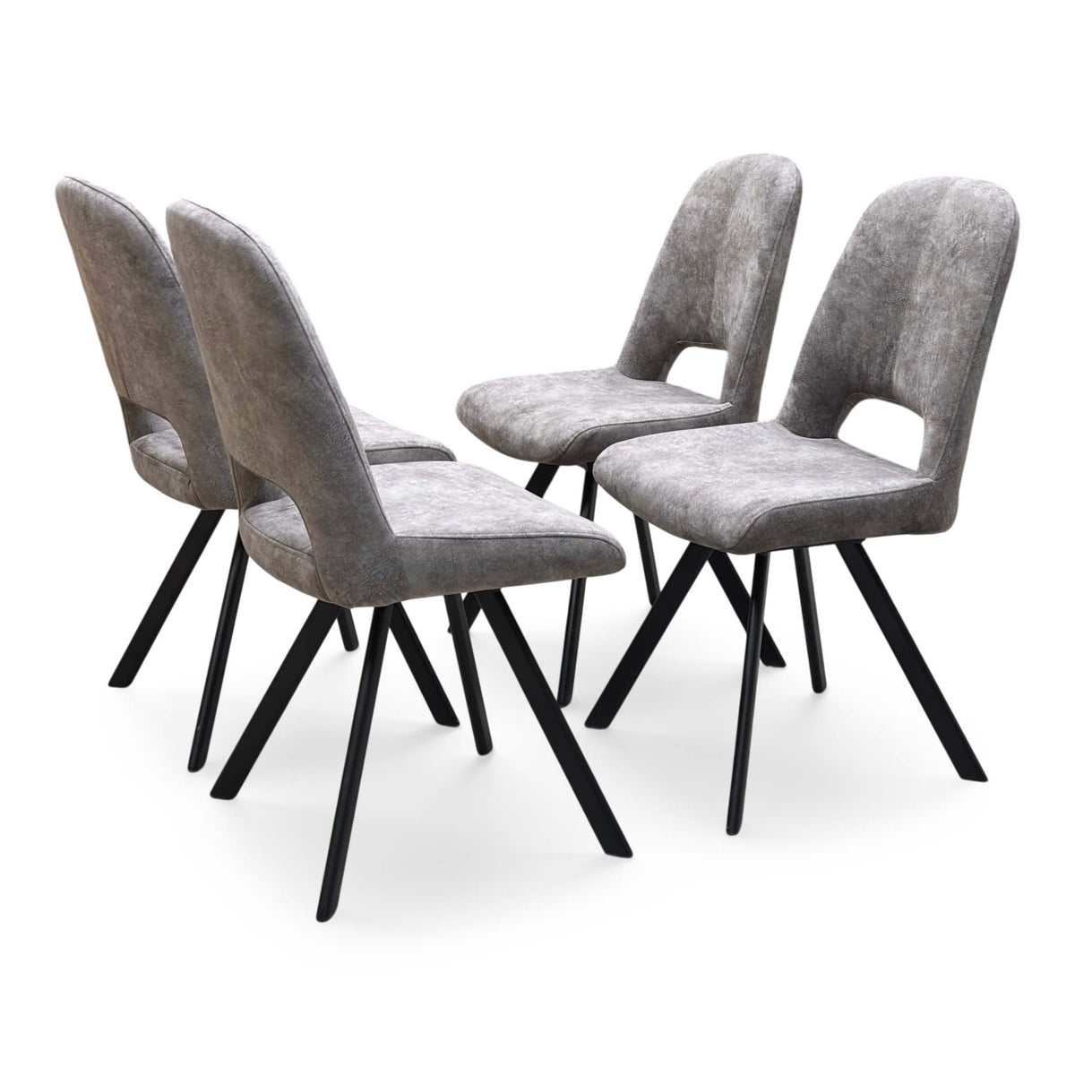 'Enterprise' Mink Velvet Fabric Set of 4 Swivel Dining Chairs