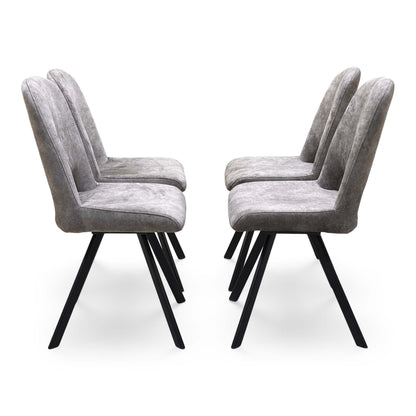 'Enterprise' Mink Velvet Fabric Set of 4 Swivel Dining Chairs