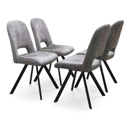 'Enterprise' Mink Velvet Fabric Set of 4 Swivel Dining Chairs