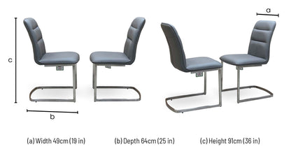 'Cashmere' Charcoal Grey Faux Leather Pair of Cantilever Dining Chairs