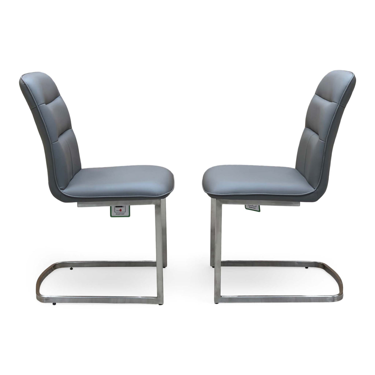 'Cashmere' Charcoal Grey Faux Leather Pair of Cantilever Dining Chairs
