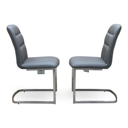 'Cashmere' Charcoal Grey Faux Leather Pair of Cantilever Dining Chairs