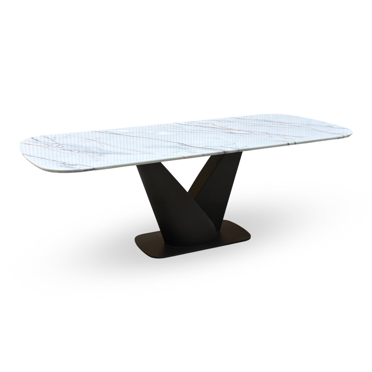 'Camino' Refined Marble and Ceramic Top High Gloss Dining Table