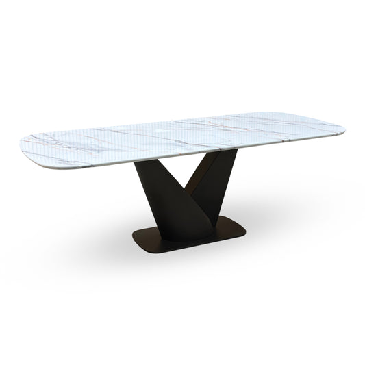 'Camino' Refined Marble and Ceramic Top High Gloss Dining Table