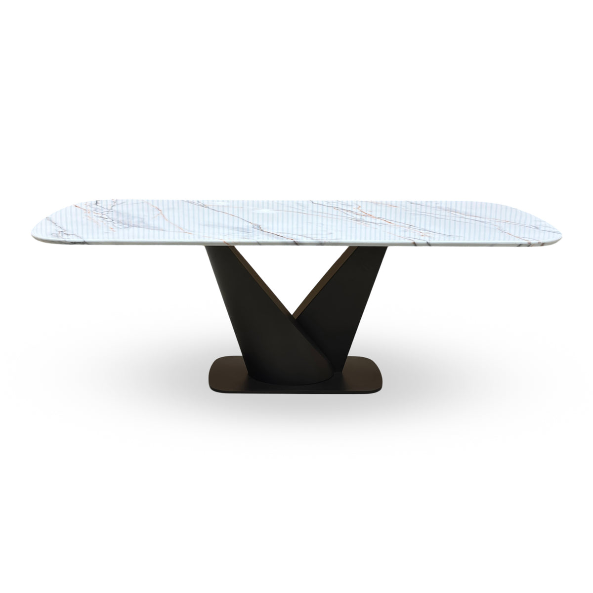 'Camino' Refined Marble and Ceramic Top High Gloss Dining Table