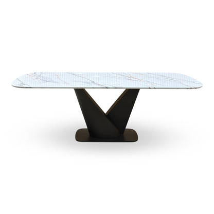 'Camino' Refined Marble and Ceramic Top High Gloss Dining Table