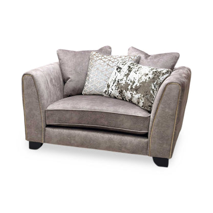 'Mariah' Dapple Chocolate-Tri Brass Insert Fabric Snuggler Chair