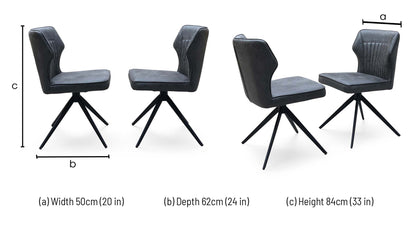 ‘Jayden’ Dark Grey Faux Leather Pair of Swivel Dining Chairs