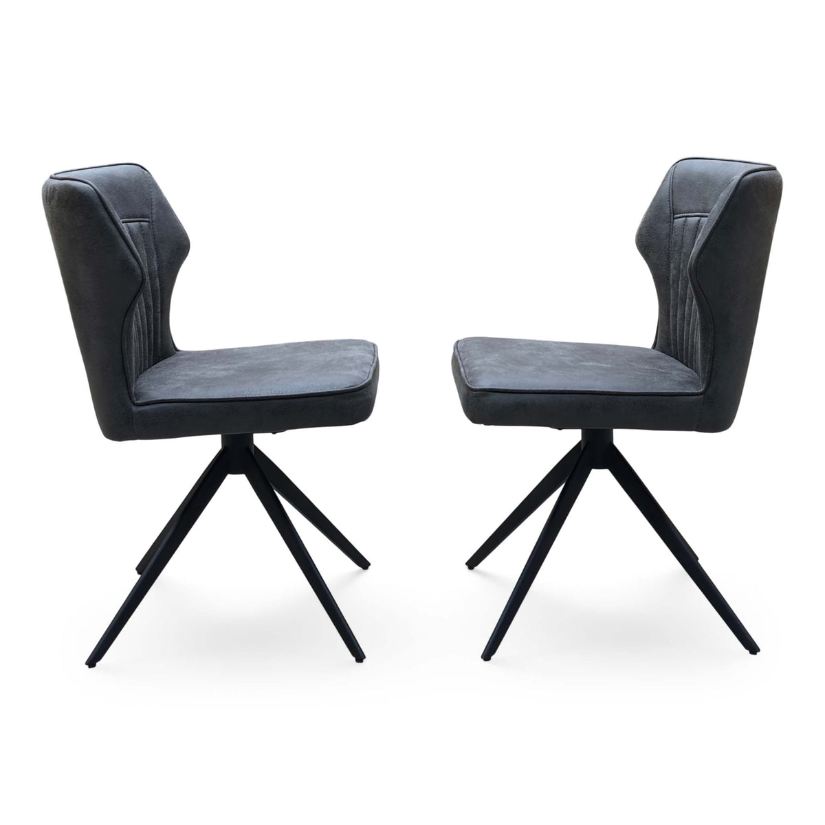 ‘Jayden’ Dark Grey Faux Leather Pair of Swivel Dining Chairs