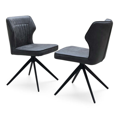 ‘Jayden’ Dark Grey Faux Leather Pair of Swivel Dining Chairs