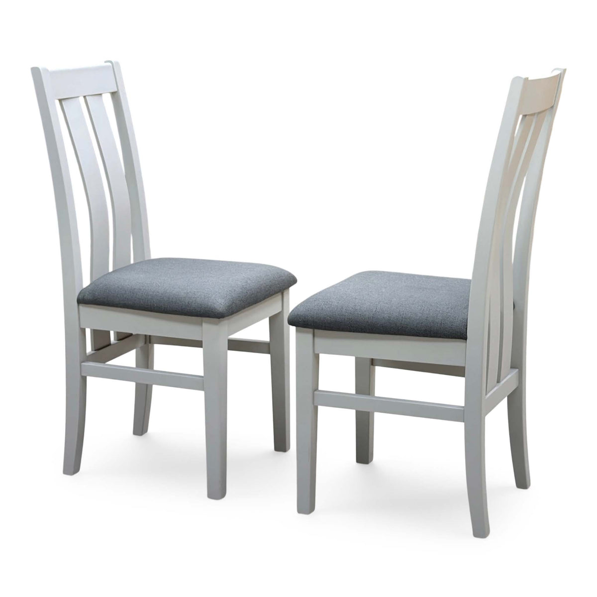 Furnitureland 'Augusta' Dark Grey Fabric Slatted Back Pair of Dining Chairs