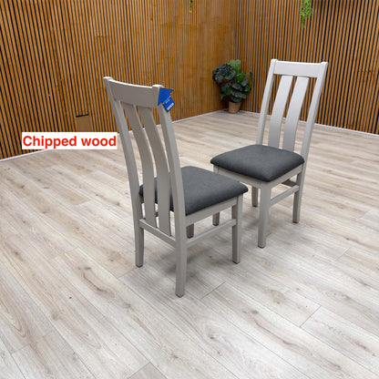 Furnitureland 'Augusta' Dark Grey Fabric Slatted Back Pair of Dining Chairs