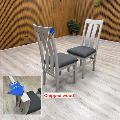 Furnitureland 'Augusta' Dark Grey Fabric Slatted Back Pair of Dining Chairs