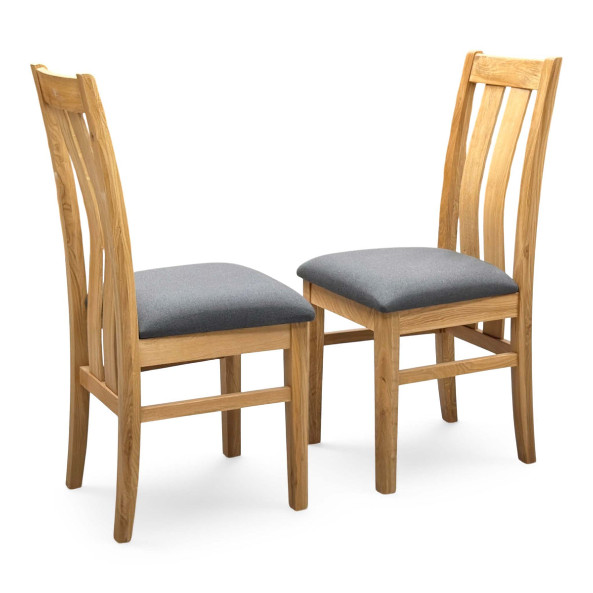 Furnitureland ‘Augusta’ Anthracite Grey Fabric Pair of Wooden Slatted Back Dining Chairs