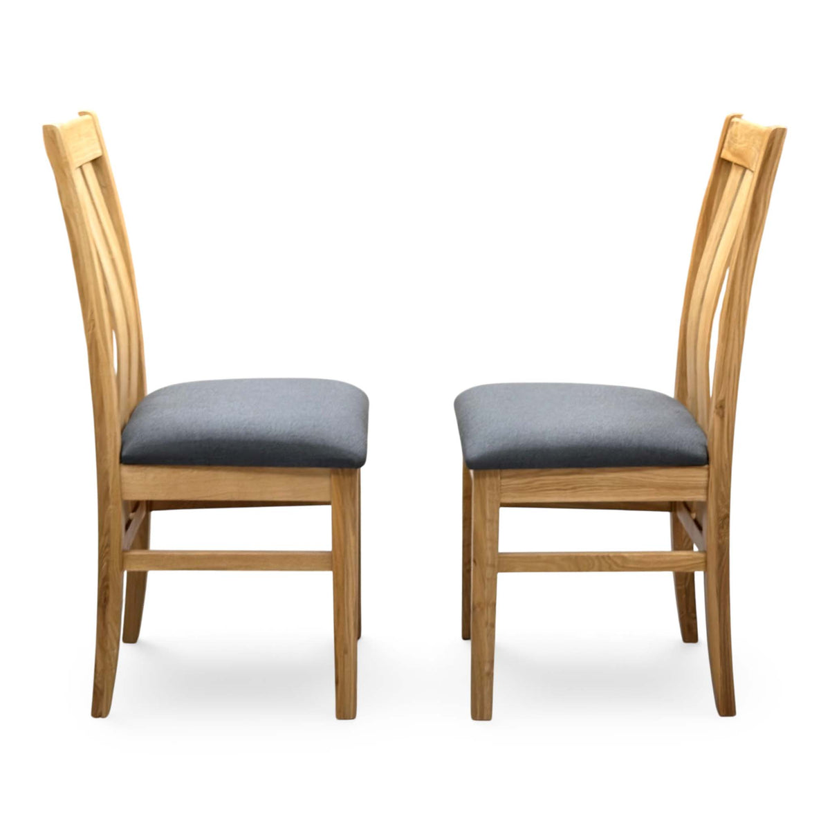 Furnitureland ‘Augusta’ Anthracite Grey Fabric Pair of Wooden Slatted Back Dining Chairs