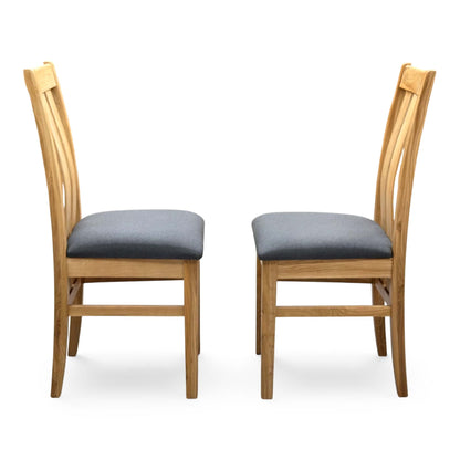 Furnitureland ‘Augusta’ Anthracite Grey Fabric Pair of Wooden Slatted Back Dining Chairs