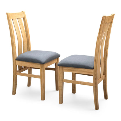 Furnitureland ‘Augusta’ Anthracite Grey Fabric Pair of Wooden Slatted Back Dining Chairs