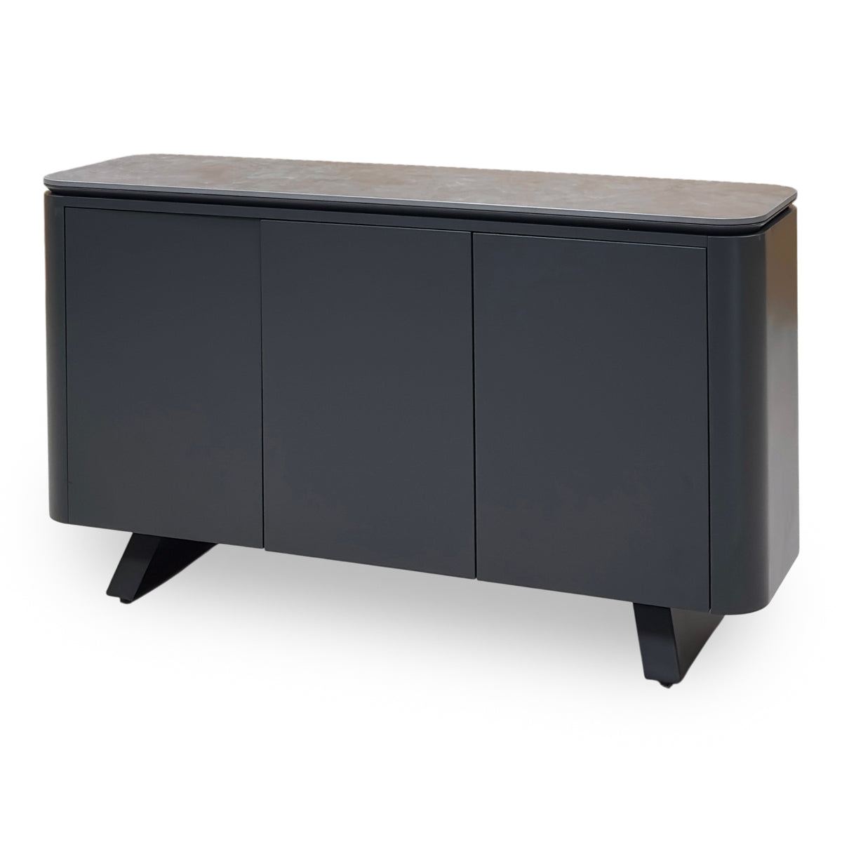 'Warrior' Grey Sintered Stone Top 3 Door Sideboard