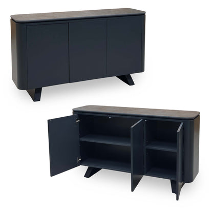 'Warrior' Grey Sintered Stone Top 3 Door Sideboard